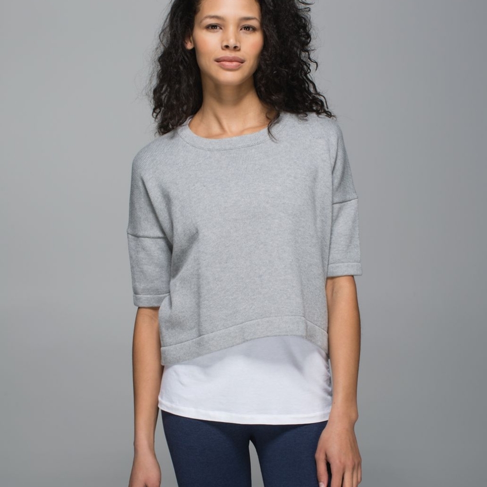 Lululemon Size 6 Bhakti Reality Short Sleeve Heathered Medium Grey